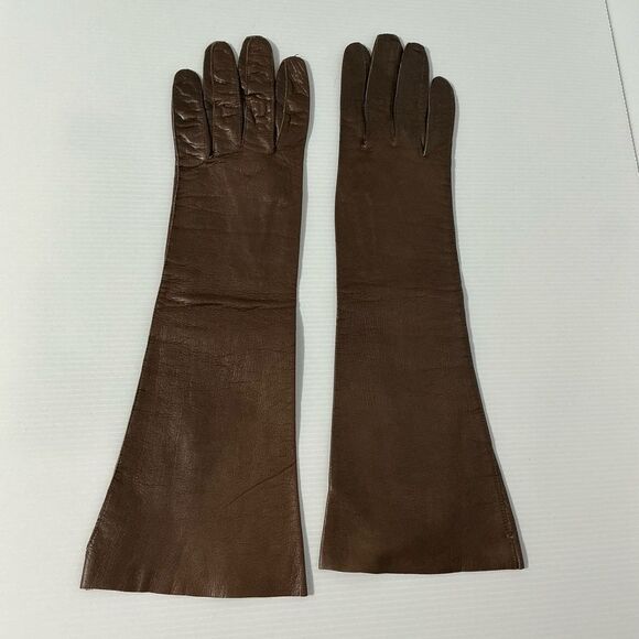 Elegant Brown Leather Gloves - Picture 1 of 7